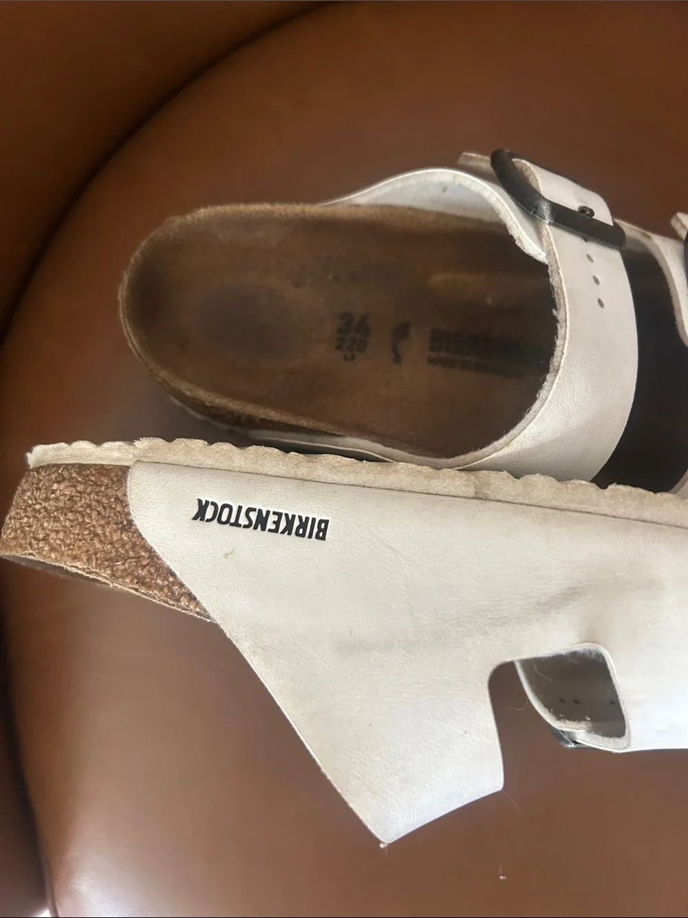 Birkenstock Kids White Double-Strap Buckle Sandals with Silver Hardware